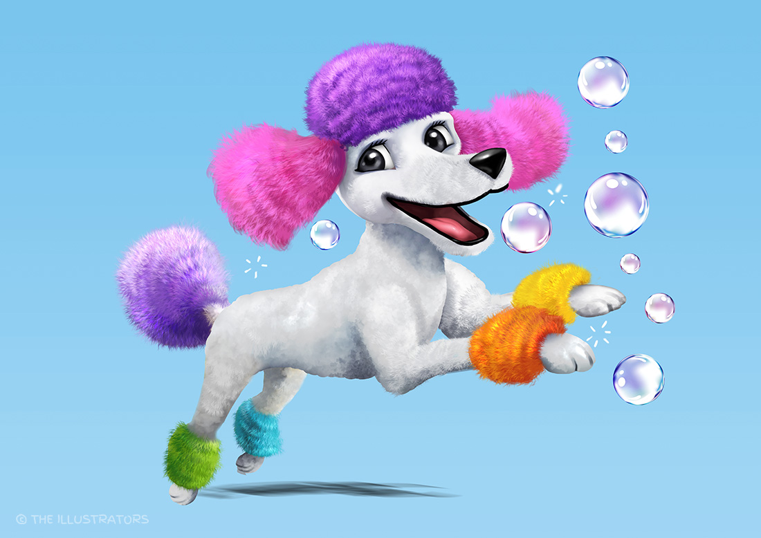 Happy poodle dog cartoon