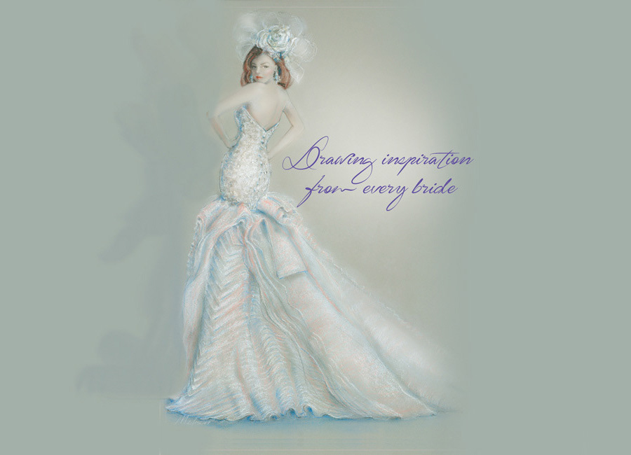 Bride in a wedding dress fashion illustration