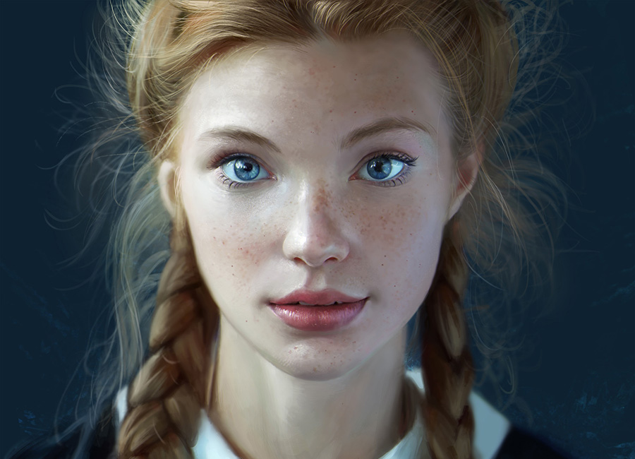 Blonde girl with blue eyes and braided hair